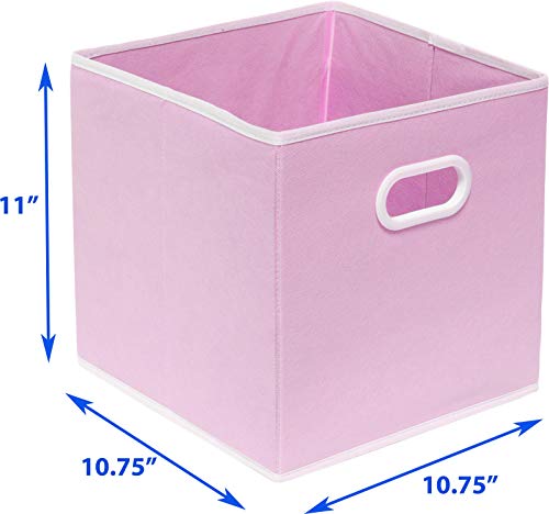 Simple Houseware Foldable Cube Storage Bins with Handles, 11-Inch, Pink, 6-Pack, Fabric Cubes Organizer for Closet or Shelves - color: Pink
