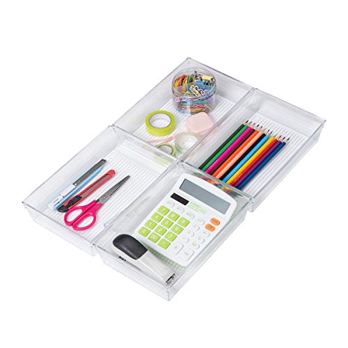 Backerysupply Clear Plastic Drawer Organizer Tray for Vanity Cabinet (9"×6"×2" Set of 4) For Office Bathroom Makeup Drawers - size: 9 in x 6 in x 2 in