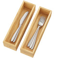 BAMEOS Kitchen Drawer Organizer,Small Silverware Drawer Organizer,Bamboo Utensil Organizer for Bathroom, Dressing Room, Office, Pantry (Natural, 11"x 3") Set of 2 - size: 2 Boxes 11x3"