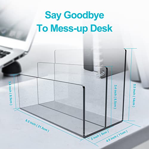 Boloyo Acrylic File Holder,1PC 2 Sections Clear File Organizer Mail Letter Sorter Desktop Folder Holder for Home Office School Envelope Bill Filling Paper Document - color: Clear, size: 2 Sections(1PC)