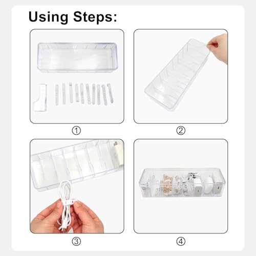 2 Pack Cable Organizer Box with Wire Ties Plastic Cord Storage Box with Lid for Home Office Organizers Storage Accessories