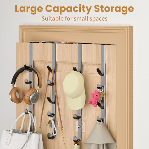 Over The Door Hooks, Metal Door Hooks for Hanging, Over The Door Purse Organizer for Coat Hanger, Back of Shower Door for Hanging Towel Rack Clothes, Hat, Bathroom, Closet (Black-4Packs) - color: Black, size: 4 Pack