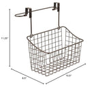 Spectrum Grid Medium Over Cabinet Hanging Basket & Towel Bar for Inside The Kitchen Bath Storage, Easy Install Cabinet Door Wire Metal Basket Hanger with Towel Holder for Kitchen Bathroom, Bronze