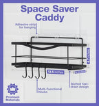 KINCMAX Premium Shower Caddy - Self Adhesive Shower Shelf with 4 Hooks - No Drill Large Capacity Stainless Steel Rack - Aesthetic Organizer for Bathroom Wall Decor - Matte Black - style: Shower Caddy (Black)