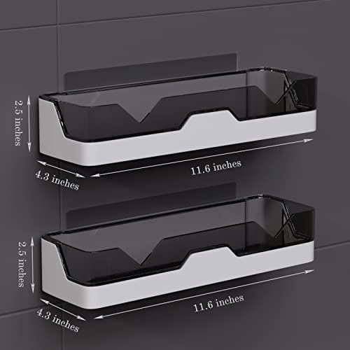 2-Pack Adhesive Shower Caddy, Shower Shelves with Hooks, No Drilling Shower Racks for inside shower & Kitchen Storage - color: 2pcs Grey