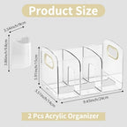 2pcs Mail Organizer File Sorters, Acrylic File Organizer with Pen Holder, Desk Clear Purse Handbag Storage Desktop Divider for Home Office Supplies 3 Sections