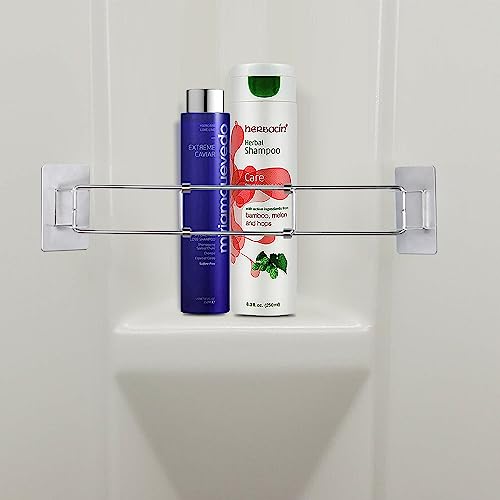 RV/Camper Bathroom Corner Storage Bar, Stainless Steel, Travel Trailer Bath Accessory for Securing Toiletries - 1 Pack
