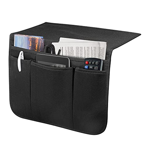 Bedside Caddy Bedside Storage Organizer Magazine Phone Tablet iPad Remote Holder, Organizer Caddy for Home College Dorm Bed, Sofa, Bunk Bed (Black) - color: Black