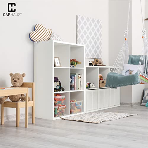 CAPHAUS Sturdy Room 13-Inch Cube Storage Organizer Shelf, with Extra Thick Exterior Edge, Open Storage Shelf Divider, Bookcase, 6-Cube / 8-Cube / 9-Cube, Colors Available in Rustic Grey Oak and White - color: White, size: 6 Cube
