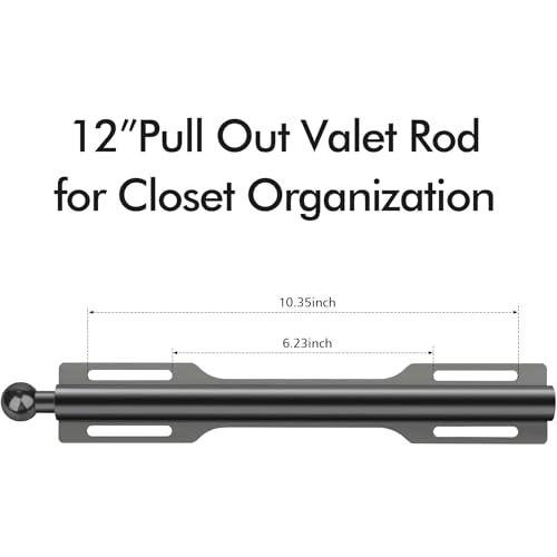 FIRJOY 12" Valet Rod for Closet Pull Out (2 Pack, Black) - color: Black, size: 2 Pack