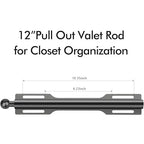 FIRJOY 12" Valet Rod for Closet Pull Out (2 Pack, Black) - color: Black, size: 2 Pack