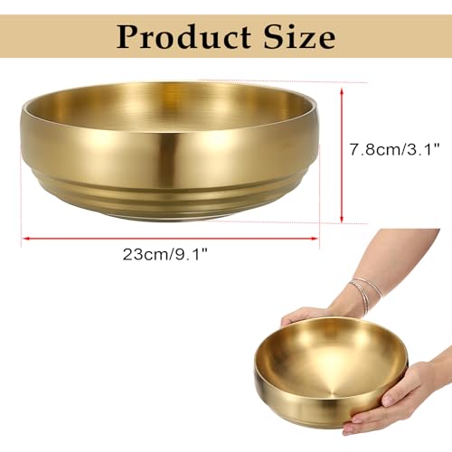 9.1 Inches Stainless Steel Bowl Decorative Key Bowl Golden Serving Bowl for Snack Fruit Dish Round Key Dish for Entryway Table Coffee Table Kitchen Counter - color: Gold, size: 9.1 Inches