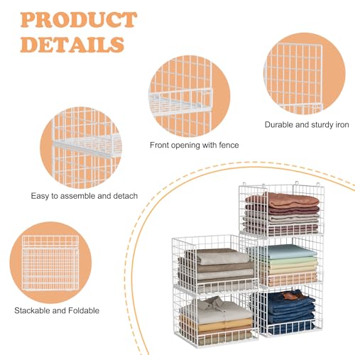 5-Tier Stackable Closet Organizers and Storage Baskets, Closet Shelf Organizer, Space-Saving closet organizer system, Foldable Clothes Storage Bins for Closet Organizer System, White(Patent 30022416) - color: White, size: 5-Tier