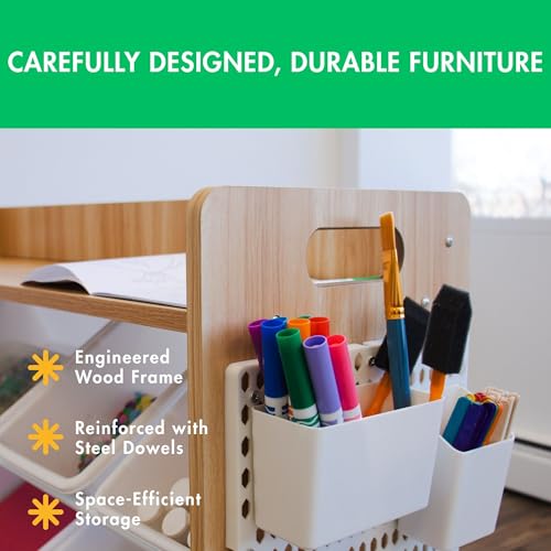 Humble Crew Toy Storage Organizer with 9 Removable Storage Bins for Kids Playroom, 3-Tier with Top Shelf Toddler Toy Organization, Natural/White - color: Natural/White