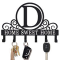 Metal Letter D Key Holder for Wall, Monogram Coat Rack Wall Mount, Key Hooks Perfect for Bathroom, Living Room, Kitchen, Office Ideal Wedding, Anniversary, Housewarming Gift (D) - style: D
