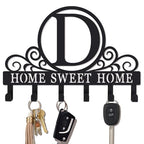 Metal Letter D Key Holder for Wall, Monogram Coat Rack Wall Mount, Key Hooks Perfect for Bathroom, Living Room, Kitchen, Office Ideal Wedding, Anniversary, Housewarming Gift (D) - style: D
