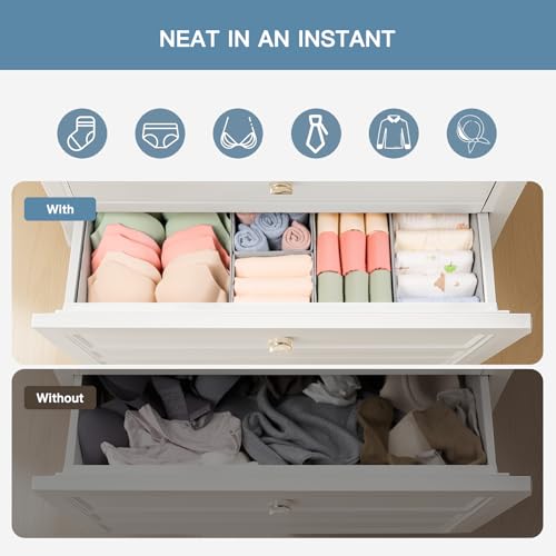 Criusia Drawer Organizer Clothes, 10 Pack Dresser Organizer for Baby Clothes, Underwear, Sock- Foldable Closet Organization and Storage Dividers Bins for Nursery, Bedroom (Grey) - color: Grey, size: 10PACK