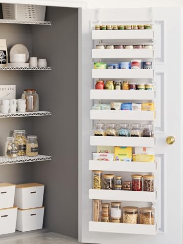 Over The Door Pantry Organizer, 9-Tier Pantry Organization and Storage, Hanging Door Spice Rack Shelves, Home & Kitchen Organization, Laundry & Bathroom Essentials, White - color: WhitePlate, size: 9-Tier