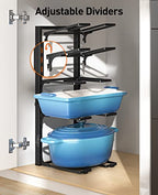 ORDORA Pots and Pans Organizer: under Cabinet, 20.8" Height Heavy Duty 120LBS Pots Pans Organizer Rack for under Cabinet 8-Tier Adjustable for Big Stockpots, Dutch Oven, Cast-iron Pans, Heavy Cookware - size: L-21"H-HeavyDuty