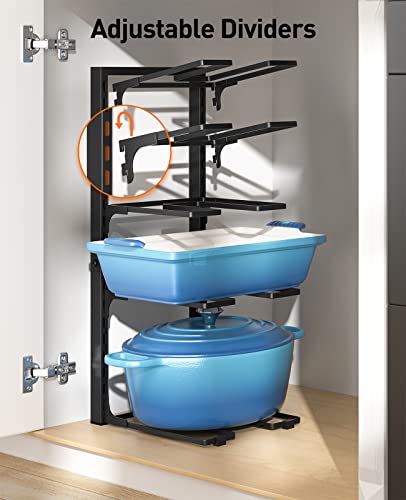ORDORA Pots and Pans Organizer: under Cabinet, 20.8" Height Heavy Duty 120LBS Pots Pans Organizer Rack for under Cabinet 8-Tier Adjustable for Big Stockpots, Dutch Oven, Cast-iron Pans, Heavy Cookware - size: L-21"H-HeavyDuty