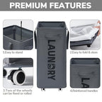 Goodpick 75L Laundry Basket with Wheels & Removable Wash Bag, Large Rolling Laundry Hamper for Clothes, Dorm Room Essentials, Grey - color: Grey 1-Pack