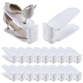 HOMOKUS 20 Pack Shoe Slots Organizer,3-Level Flexible Adjustable Shoe Stackers,Slip-on Shoe Rack,Double Layer Shoe Tray Organizer Holder with 3 Different Height,Space-Saving Shoe Holders (White) - color: White