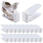 HOMOKUS 20 Pack Shoe Slots Organizer,3-Level Flexible Adjustable Shoe Stackers,Slip-on Shoe Rack,Double Layer Shoe Tray Organizer Holder with 3 Different Height,Space-Saving Shoe Holders (White) - color: White