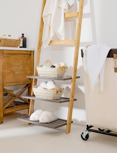 StorageWorks Round Paper Rope Woven Basket with Wooden Handles for Gifts, Small Wicker Baskets for Shelf, Beige, 2-Pack - color: Beige, size: Small