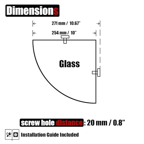 JQK Corner Glass Shelf, Brushed Gold Bathroom 304 Stainless Steel Shower Triangle Floating Wall Shelf, 10 x 10 Tempered Glass, 2 Pack TGS190L10-BG-P2 - color: Gold, size: 2 Pack