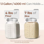 ComSaf 1 Gallon Square Glass Jars with Airtight Lids (135oz, Set of 2), Extra-Wide Mouth Canisters with Measurement Marks for Bulk Flour Storage, Fermenting Kombucha & Pickling - size: 1.1 Gal*2-Wide Mouth