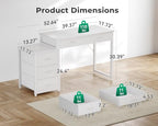 ODK Computer Desk with 5 Drawers, 53 Inch Office Desk for Kids Study, White Vanity Desk for Girls Dressing Room, Small Computer Table for Bedroom, White - color: White