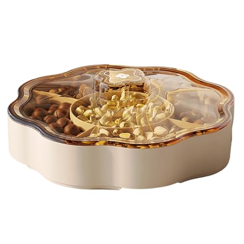 Candy Box Dry Fruit Container With Lid For Living Room 5 Compartments Snacks Organiser For Household Use - color: 1-tier, size: cream color