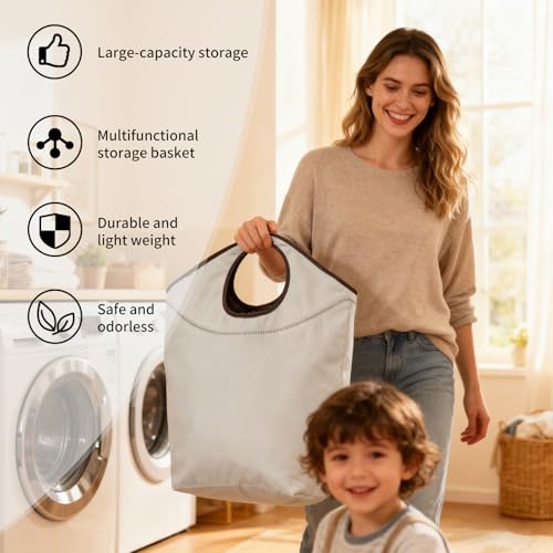 Foldable Storage Hamper Bag,Soft Padded Handle, Multi-Purpose Oxford Fabric Laundry Basket, Collapsible Storage Bag for Home, Bedroom, Dormitory, Travel & Outdoor 90L - color: Grey, size: 22"L x 12"W x 21"H