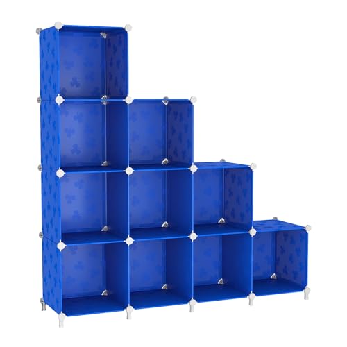 UNKU Cube Storage Organizer, 10 Cube Closet Organizer Storage Shelves, DIY Stackable Bookcase, Clothes Organizer Shelf for Closet, Bedroom, Living Room, Cabinet, Home, Office, Blue - color: Blue, size: 10cube