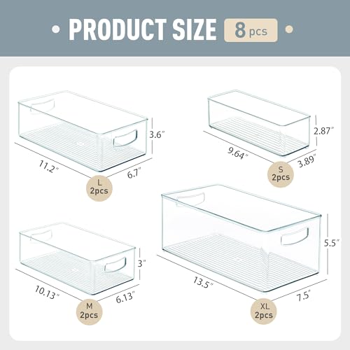 Heyuzb 8 PACK Freezer Organizer Bins Fridge Organizer Storage Stackable Deep Freezer Storage Bins with Side Handles Refrigerator Organizers and Storage Home Organization Must Haves - size: 8 PACK
