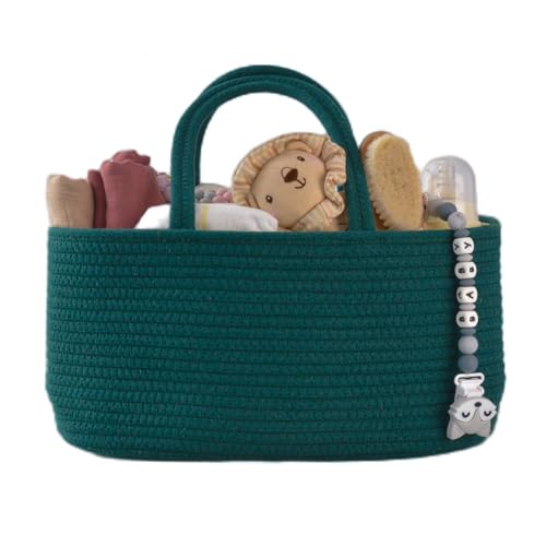 Baby Diaper Caddy Organizer for Girl Boy Rope Nursery Storage Bin Basket Portable Holder Tote Bag for Changing Table Car Travel Baby Shower Gifts Newborn Essentials Registry Must Have Items Dark Green - color: Dark green, size: Regular