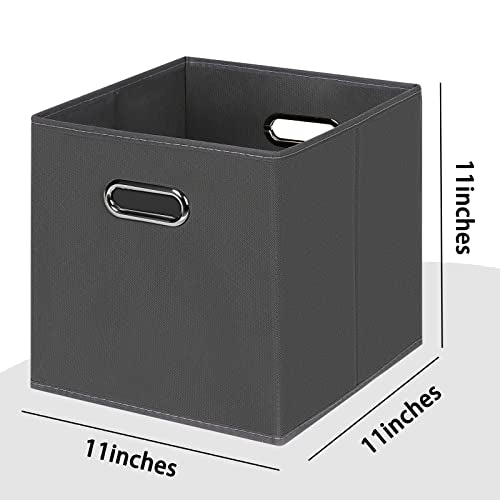 Black Foldable Storage Cubes Bins , Fabric Storage Box Cubes Organizer Baskets with Dual Handles for Home Organizer(Grey) - color: Grey, size: 1 Pack