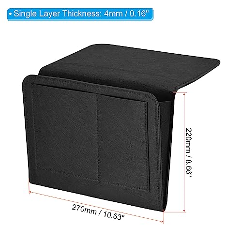 PATIKIL 11in Bedside Caddy, Bed Caddy Bedside Organizer Hanging 5 Pocket Soft Felt Bed Pockets Bedside Storage Organizer Remote Control Holder for Bedroom Phones Glasses, Black - color: Black, size: 10.6*8.6inch