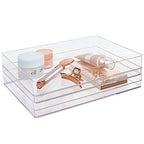 STORi SimpleSort 2-Piece Stackable Clear Drawer Organizer Set | 12" x 9" x 2" Rectangle Trays | Wide Makeup Vanity Storage Bins and Office Desk Drawer Dividers | Made in USA - size: 12x9x2"