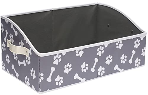 Morezi Linen-cotton blend dog toy basket and dog toy box, dog toy basket storage - Perfect for organizing pet toys, blankets, leashes, chew toys - Bone Paw - color: Bone Paw