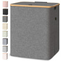 BALEINE Laundry Hamper with Lid, Tall Laundry Baskets with Bamboo Pull Handles, Large Laundry Bin with Internal Support (36 Gal/140L, Grey) - color: Grey, size: 140 liters