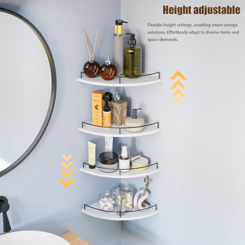 Corner Shelf Wall Mount, Floating Corner Shelves, Set of 4 Corner Wall Shelf Organizer,Rustic Wood Wall Storage Display Shelves forLiving Room Bedroom Bathroom Kitchen,White - color: White-4pack