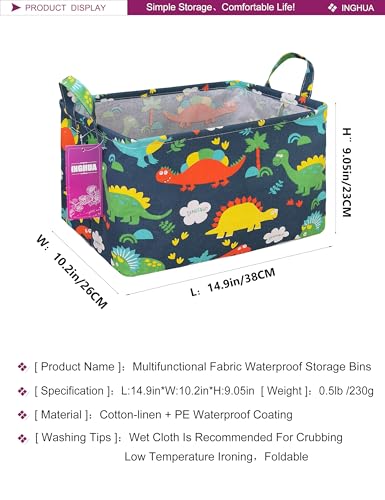 Rectangular Storage Basket Fabric Organizer Bin for Toys,Books,Clothes,Gifts,Pets-Perfect for Home,Office,Nursery,Dorm,Shelf(Rec Forest Dinosaurs) - color: Rec Forest Dinosaurs