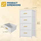 DWVO Dresser with 4 Drawers - Fabric Storage Tower, Organizer Unit for Living Room, Hallway, Closets - color: White, style: 4-Drawer