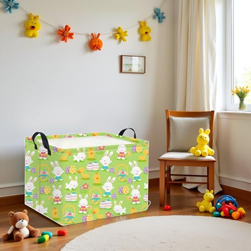 HIYAGON Easter Basket for Kids Boys and Girls Cute Storage Organizer Bin Box Rectangular Easter Bunny Room Decor(Easter Basket) - color: Easter Basket