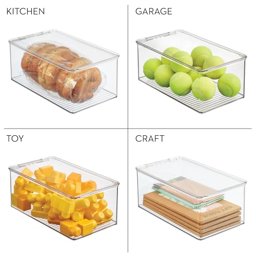 iDesign Stackable Shoe Box with Hinged-Lid for Wedges or Sandals, Set of 2, Clear, Made in USA - style: Pack of 2