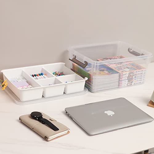 Citylife 17 QT Plastic Storage Box with Removable Tray Craft Organizers and Storage Clear Storage Container for Organizing Bead, Tool, Sewing, Playdoh - size: 17 Qt- 1 Pack