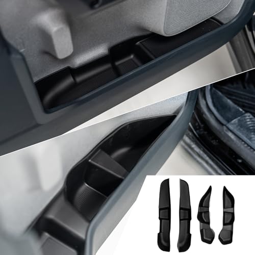 Door Side Storage Tray Compatible with 2022-2025 (Not fit 2026) Ford Maverick Side Door Storage Box Car Side Organizer Phone Pocket Silicone Front & Rear 4PCS Maverick Accessories (Black) - color: Black