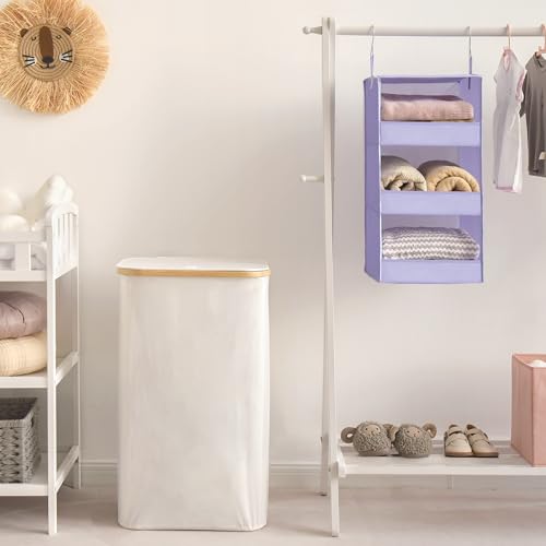 GRANNY SAYS 3 Shelf Hanging Closet Organizers and Storage, Collapsible Closet Storage Organizer with 2 Metal Hooks, Leak-Proof Hanging Shelves for Nursery, Kids Room, Bedroom, 1 Pack, Purple - color: 3-shelf Purple, size: 1-Pack