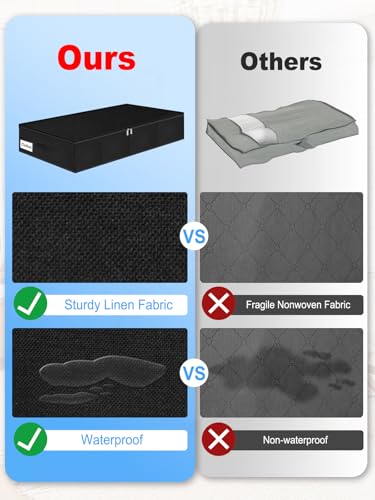 6.7-Inch Tall Under Bed Storage Bin with Zipper, Underbed Storage Container w/Rigid Sides & Bottom, Large Clothes Organizer Box for Bedroom, Dorm, Couch, Dressers, 30x15x6.7 Inches, Black - color: Black-Rigid-4pcs, size: 6.7 inch
